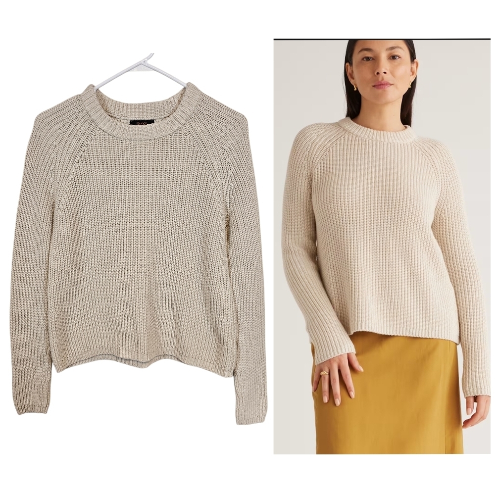 Quince Organic Cotton Fisherman Crew Neck Sweater